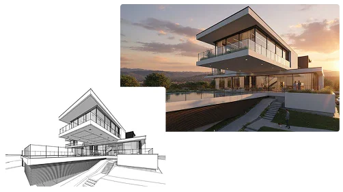 From sketch to photorealistic render